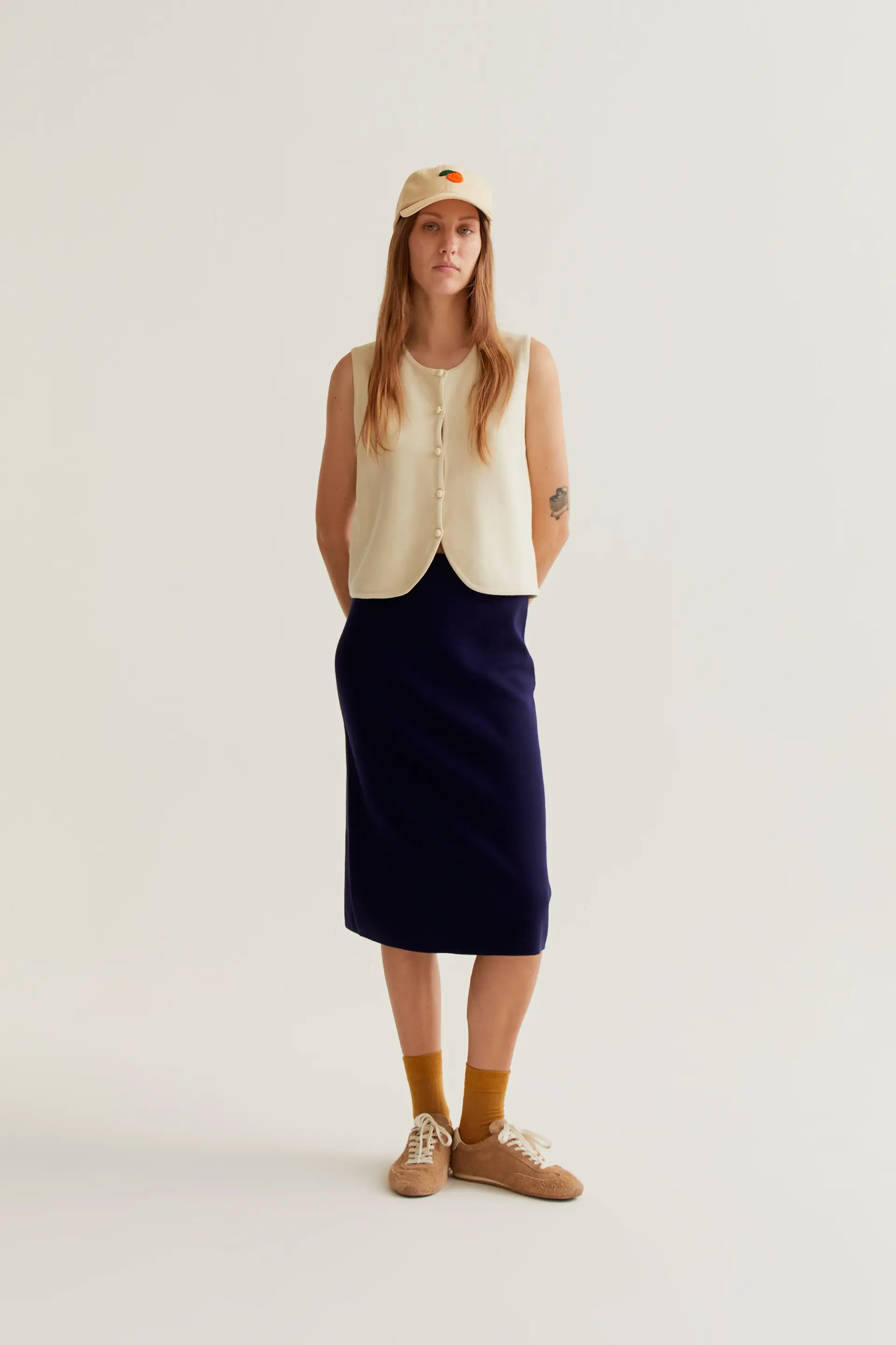 FALDA MIDI DE PUNTO MARINO