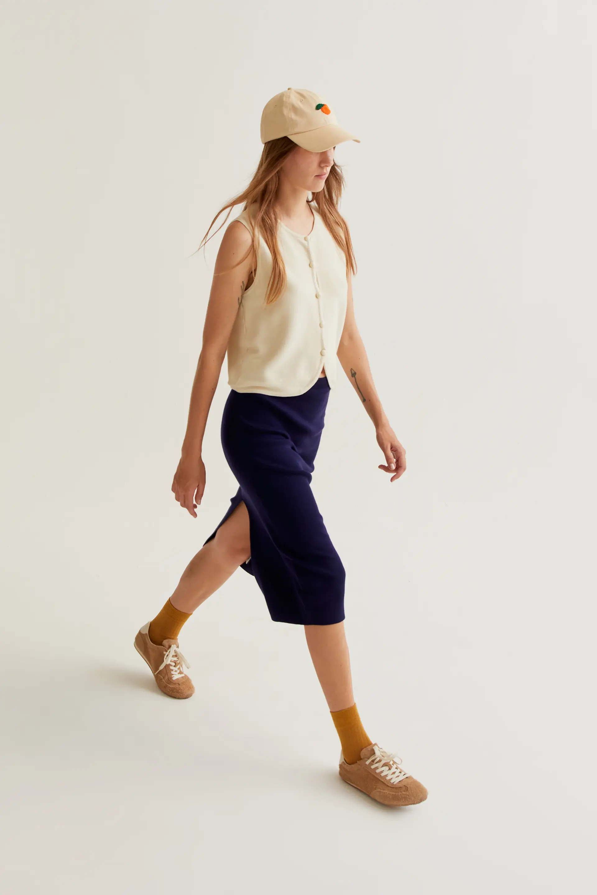 FALDA MIDI DE PUNTO MARINO