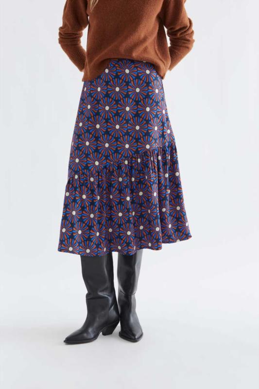 FALDA MIDI CHOCOLATE FLOWER