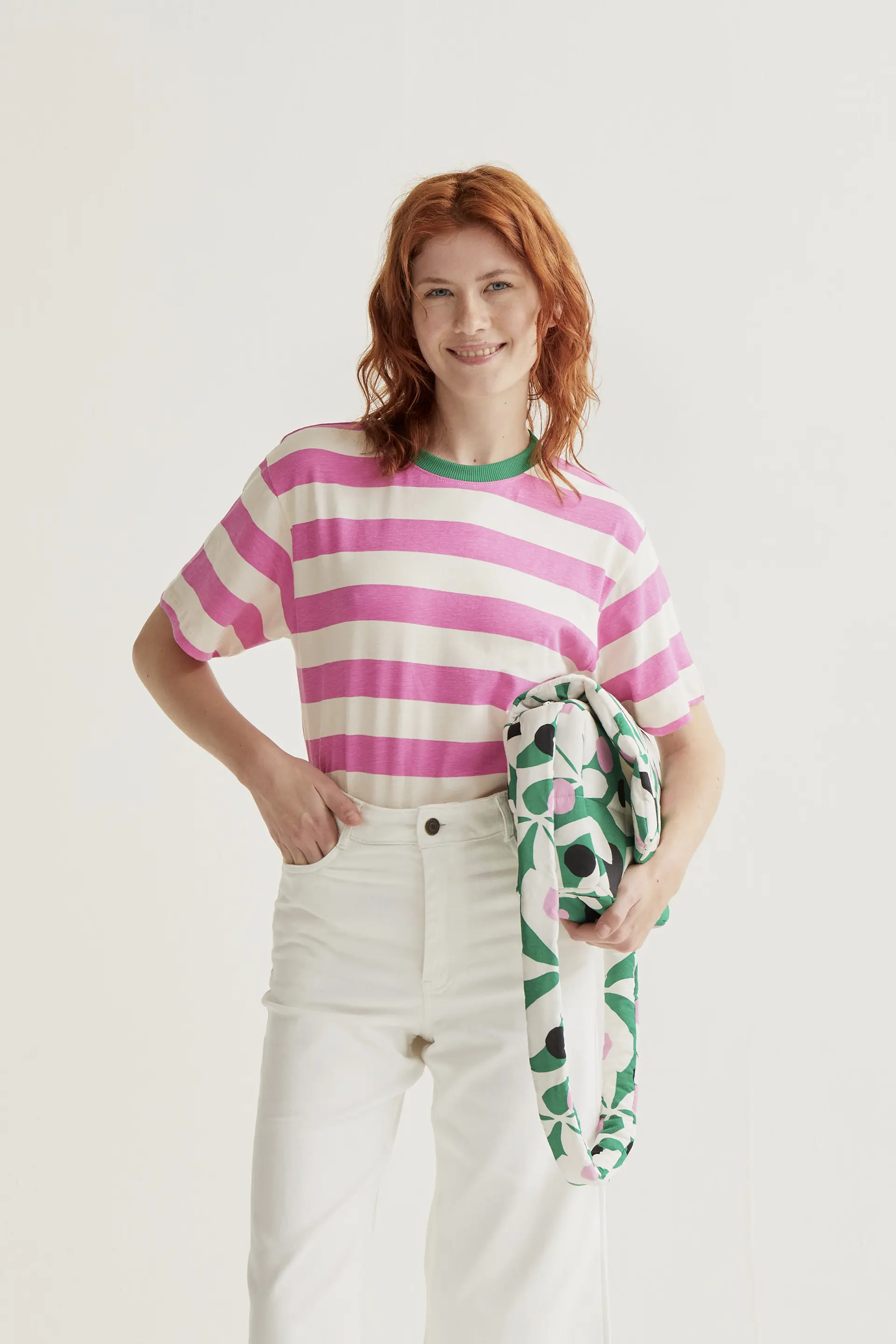 CAMISETA RAYAS ROSAS