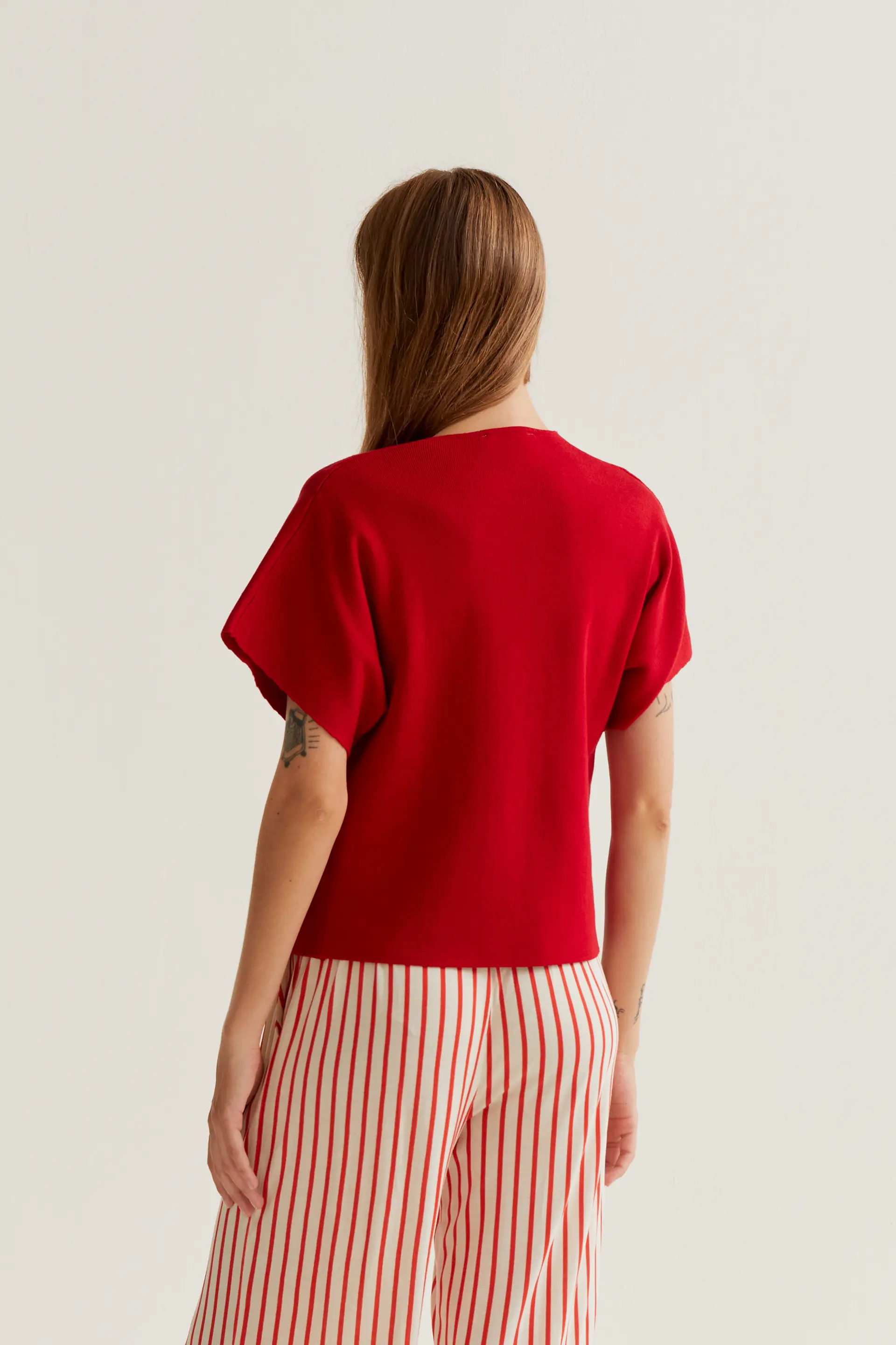 CÁRDIGAN ROJO MANGA CORTA