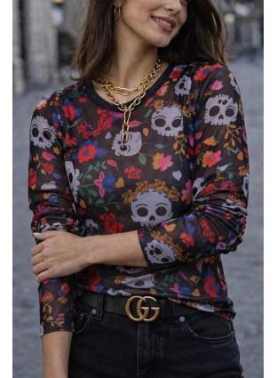 CAMISETA SKULL FLOWER